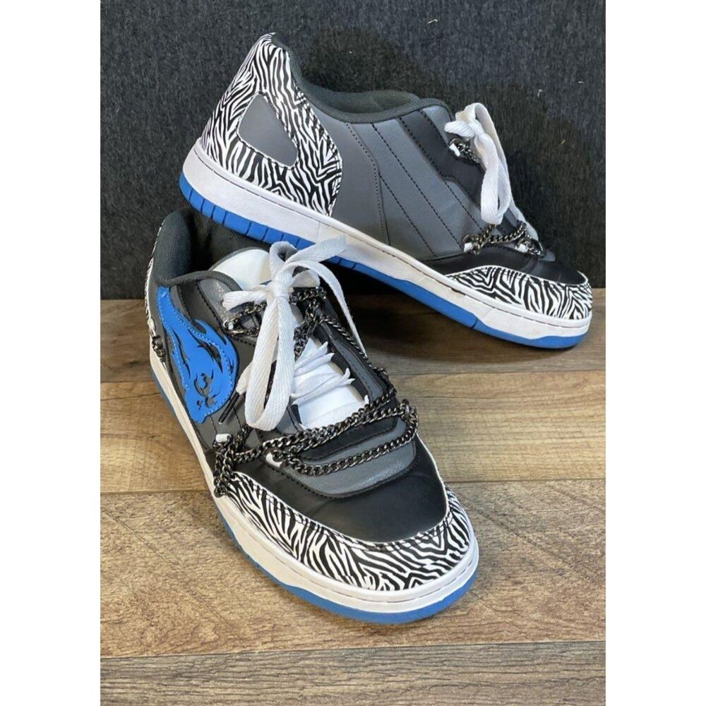 Brand X Tombstone Joker Bones Zebra Blue Flame Low Top Streetwear Sneakers S-8